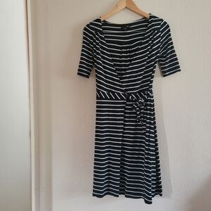H&M, Wrapped Black and White Striped Dress, Size 4‎